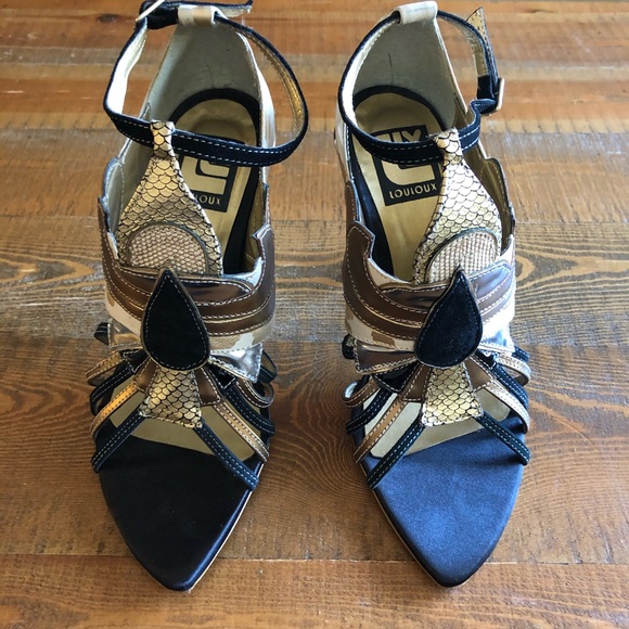 Cocktail black gold silver handmade high heels - Picture 1 of 7